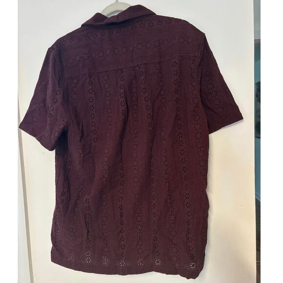 NWT Madewell Camp-Collar Short-Sleeve Shirt Embroidered Cotton Dusty Plum Size S - Picture 7 of 8
